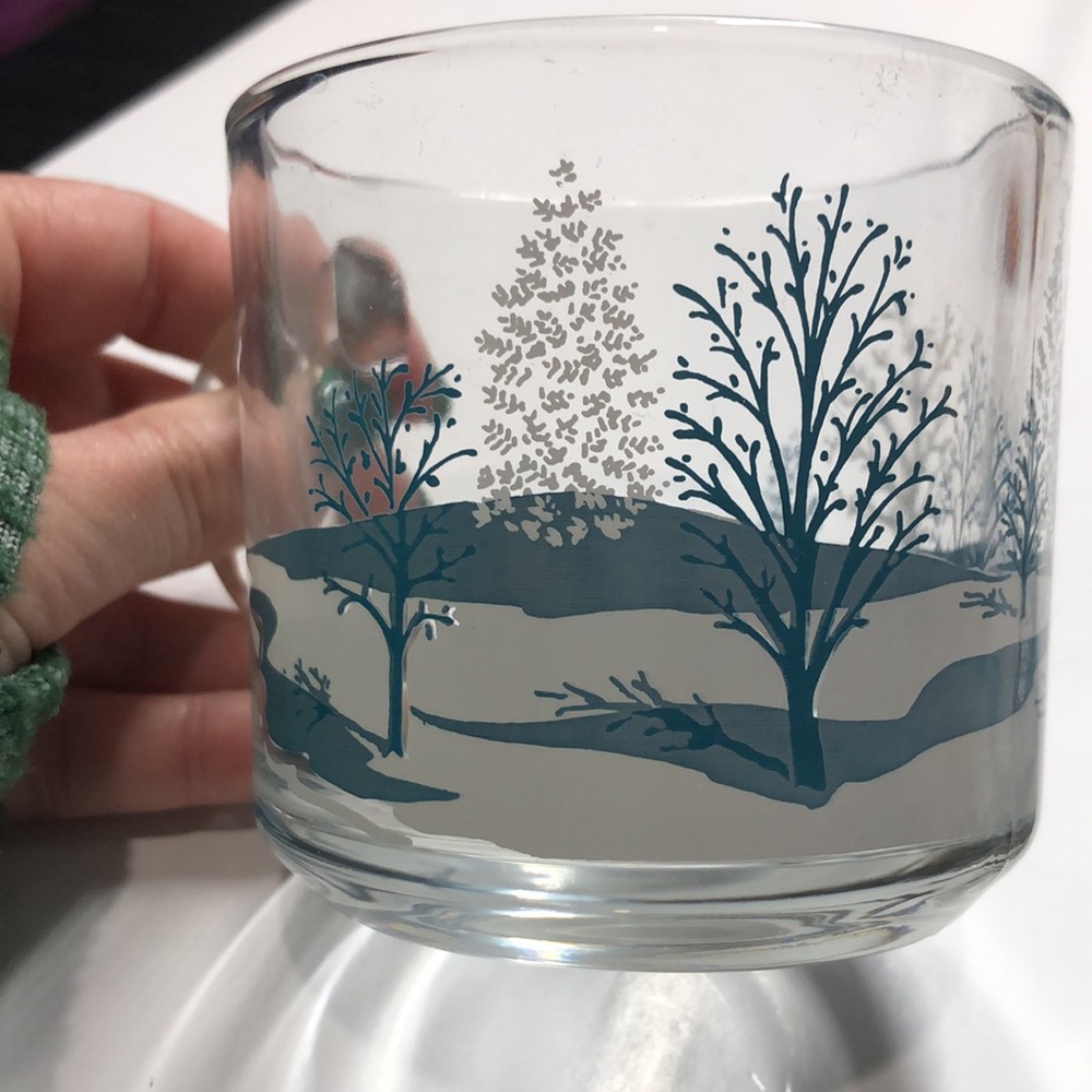 Set of 2 Anchor winter tree glass mugs - Picture 2 of 7